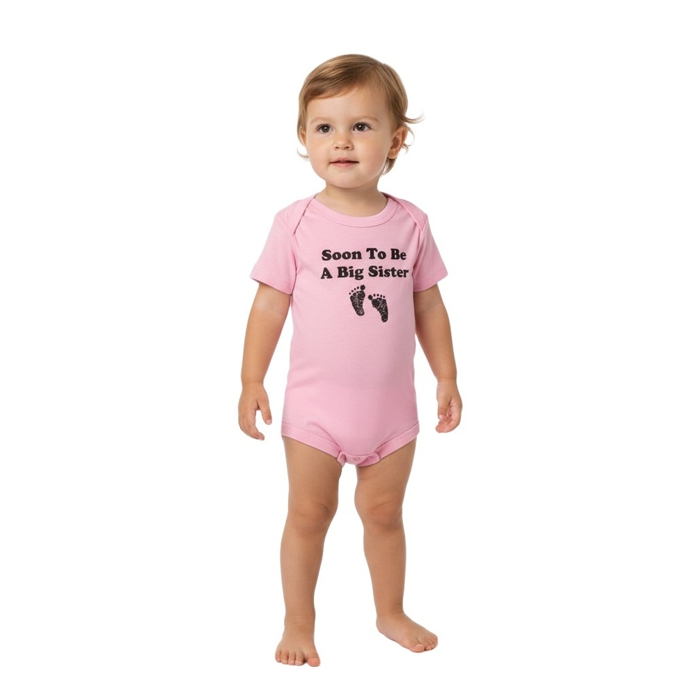 Riverstone Goods Soon‎ To Be Big Sister Romper 6-12M Pink Pregnancy Announcement